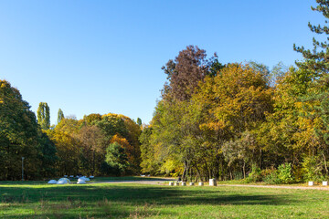 Autumn view of South Park in city of Sofia, Bulgaria