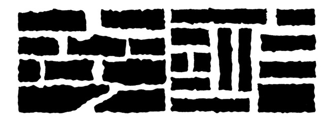 torn edge elements set: strips, tabs, tickets, rectangles with ragged borders. includes eps vectors and png cutouts for scrapbook pages, poster titles, social media graphics