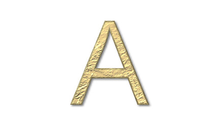 Golden Foil Textured Uppercase Letter A on White