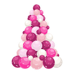 Christmas tree form Christmas tree balls ornaments decoration vector illustration 