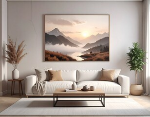 Aesthetic Interior Photography Pack  Minimalist Living Room Scenes & Wall Art Mockups