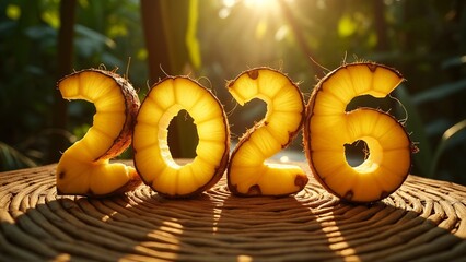 A close-up shot of the numbers "3, 2, and 5" on a wicker table.