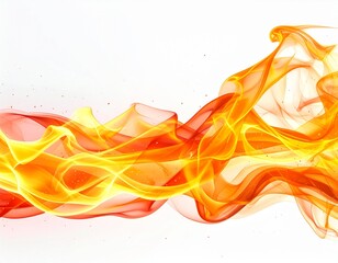 白い背景に浮かぶ炎の波
