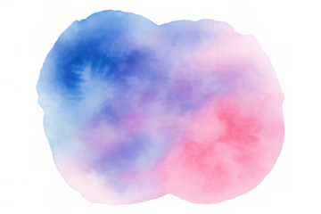 Watercolor splash background combining vibrant blue, purple, and pink paint gradients with transparent background