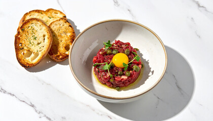 Beef Tartare Bowl and Toasted Bread