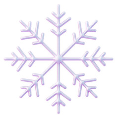 3D pearlescent snowflake with six symmetrical branches and detailed structure on dark background, winter festive ornament