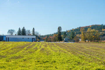 A farm in the countryside during autumn