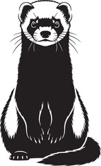 Adorable ferret sitting upright detailed black and white artistic rendering of a cute pet ferret