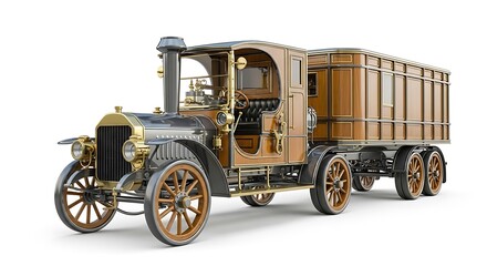 Obraz premium Vintage Steam Truck - A Detailed Look at an Antique Transport Vehicle.