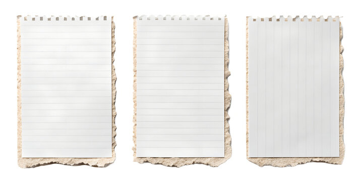 Torn Blank Pages PNG Set &ndash; Ripped White Paper Sheets Isolated on Transparent Background