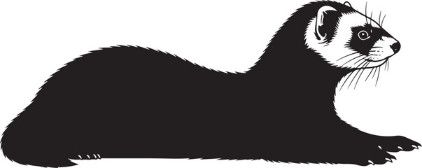 Adorable ferret lying down side view silhouette of cute playful mustelid mammal wild animal wildlife portrait