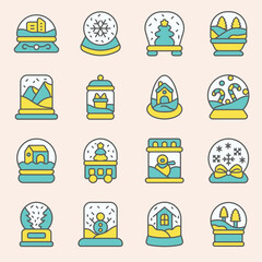 Enchanting Snow Globe Icon Set Holiday Cheer in Vector Design, Winter Magic, Christmas Themes