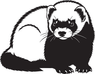 Adorable ferret portrait black and white artistic render for pet lovers and wildlife art enthusiasts