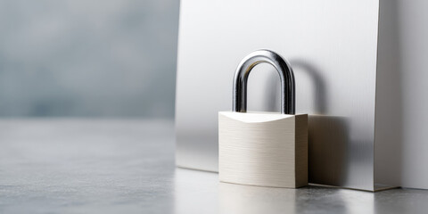 Fototapeta premium A padlock on a door represents security and safety in the home or workplace
