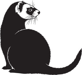 Charming ferret silhouette looking sideways a captivating black and white image of a ferret pet animal