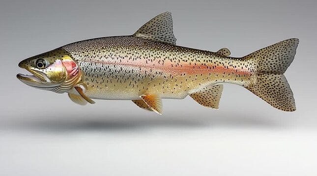 Beautiful Rainbow Trout Swimming in Aquarium: Exploring Aquatic Ecosystem and Marine Life