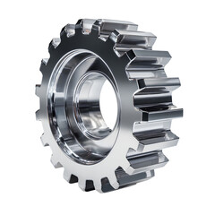 Shiny metal gear wheel isolated on transparent background &ndash; industrial machinery part