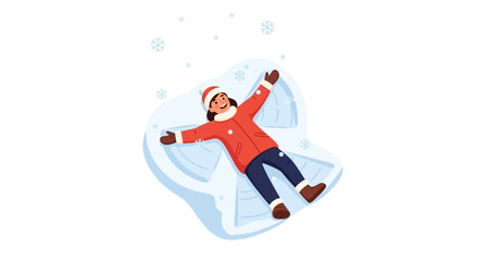 Happy Person Making a Snow Angel in Winter