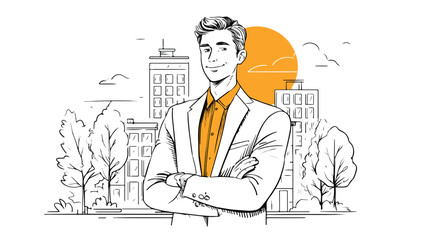 Confident Wealthy Businessman Smiling in Successful Professional Portrait