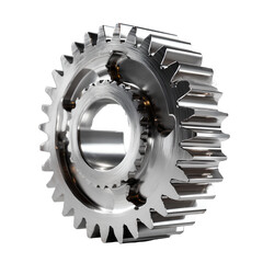 Shiny metal gear wheel isolated on transparent background &ndash; industrial machinery part