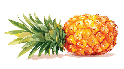 Vibrant Pineapple Fruit Dessert Vector with Outline Isolated