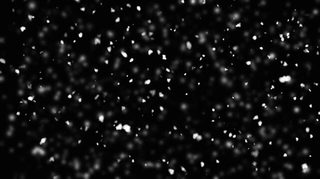 realistic snow flakes falling animation on a black screen background, perfect for winter themes, Christmas videos, festive intros, overlays, and background effects. Winter Snowfall Overlay.