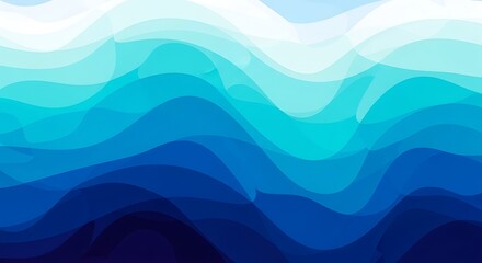 Fototapeta premium Abstract Waves of Blue and Turquoise Colors, Artistic Background.
