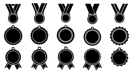 Collection of elegant award medals and ribbons signifying achievement and victory