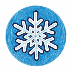 Snowflake illustration in blue circular background  