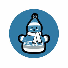 Snowman ornament with winter sweater design on blue background  
