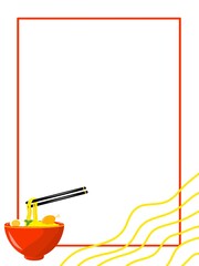 Ramen Bowl with Wavy Noodle Lines Frame