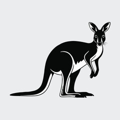 kangaroo graphic art marsupial standing profile long tail simplified form
