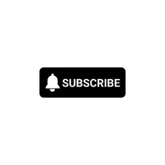 Black Subscribe Button Icon – Bell, Alert, Notification, CTA, UI Symbol, Vector Graphic