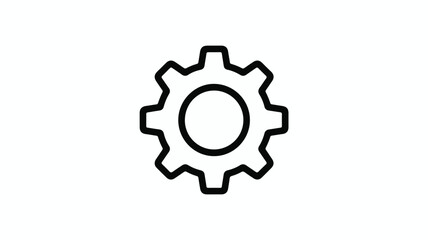 Simple line art icon of a gear, representing mechanics and engineering