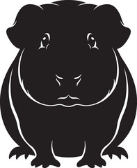 Adorable black guinea pig silhouette cute rodent pet front view adorable companion animal domesticated cavy cute small mammal