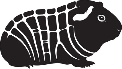 Adorable black silhouette of a guinea pig with unique grid pattern detail captivating cute rodent pet