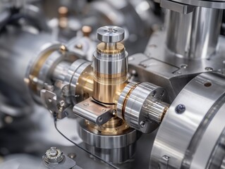 Close-Up View of Precision Engineered Valve Mechanism in Industrial Equipment Showcasing Advanced Mechanical Design and Functional Elements