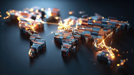 Logistics international delivery concept, World map with logistic network distribution on background.background for Concept of fast or instant shipping, Online goods orders worldwide