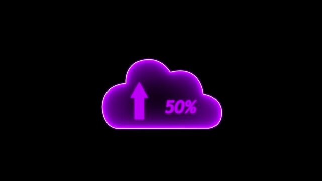 icloud icon.arrow loading process. abstract business technology web internet graphic icon animation. Down.Glowing neon line Cloud file upload with loading .4Kload Cloud icon isolated