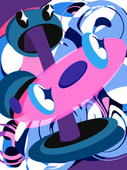 abstract Digital illustration, void doodle, gravity, mural, wall idea 