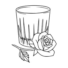 classic glass tumbler with rose flower outline