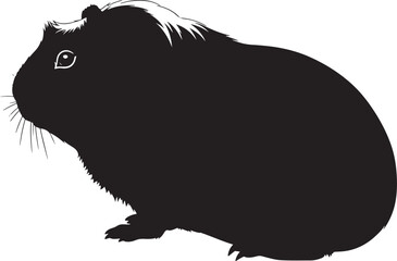 Adorable guinea pig silhouette standing profile view simple pet animal silhouette isolated