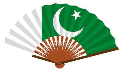 南アジア　国旗　パキスタン　和風　扇子