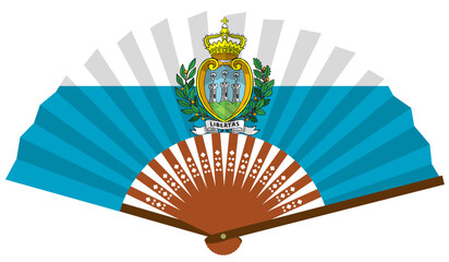 南ヨーロッパ　国旗　サンマリノ　和風　扇子