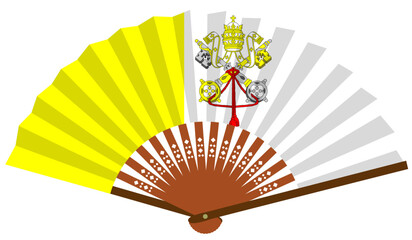 南ヨーロッパ　国旗　バチカン市国　和風　扇子