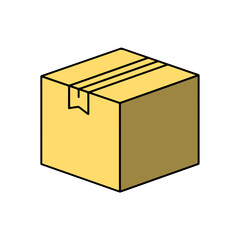 Delivery box, cardboard parcel icon isolated on white, shipping package, logistics, courier service, e-commerce, postal delivery, cargo, transport, mail, storage, packaging, distribution, order, produ