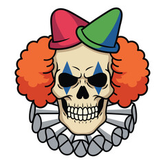 Evil Clown Skull Mascot Illustration