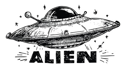 Futuristic Spaceship Design with Alien Theme Vector Illustration