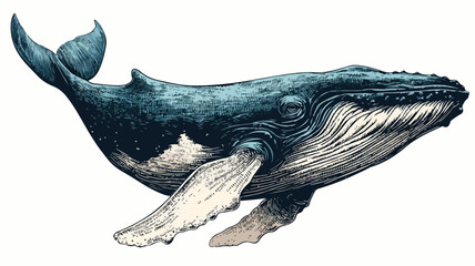 Whale Drawing with Whale Picture Vector Illustration