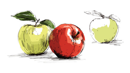 Vibrant Illustration of Apples with Green on Bottom - Vector Drawing